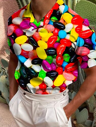  رجالي 3D طباعة قمصان البولو قميص الجولف كم قصير قميص طوي فضفاض مناسب للبس اليومي طباعة ثلاثية الأبعاد أبيض + أحمر أسود-أحمر وردي بلاشيهغ أحمر بنفسجي فاتح طباعة زر أسفل ملابس موضة مصمم كاجوال متنفس