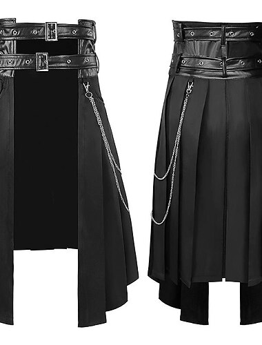  Rétro Vintage Médiéval Renaissance Jupe Ren Faire Vampire Couleur Unie Homme Steampunk Décontracté Quotidien Adulte Jupes