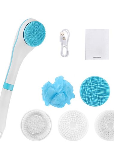  elektriskt bad duschborste handhållen massage kroppsborste rygg rent långt handtag spa exfoliering rena skrubbbadborstar
