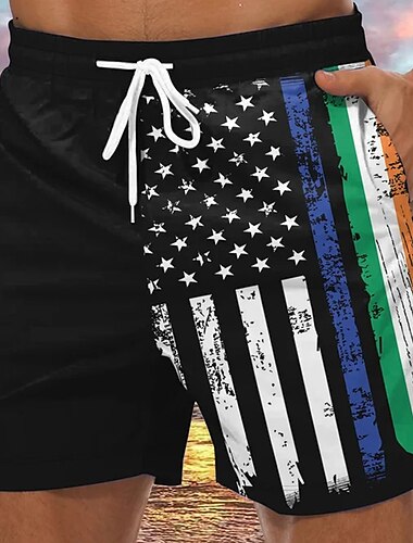  Herren Grafikdrucke Nationalflagge Badehosen Badeshorts Boardshorts Mittlere Taille Hawaiianisch Boho Lässig Täglich Ferien Kordelzug mit Mesh-Futter Elastischer Bund Designer Bekleidung