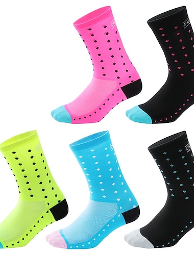  3 pares de calcetines hombre mujer calcetines compresión calcetines ciclismo bicicleta / ciclismo transpirable diseño anatómico ponible lunares nailon amarillo rosa azul talla única