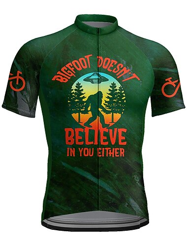  Herre Sykkeltrøyer Bokstav & Nummer Morsom Kortermet Sykkel T-skjorte Jersey Topper med 3 baklommer Fjellsykling Veisykling Hurtigtørkende Refleksbånd Tilbake Lomme Fukttransport sport Svart Blå Grønn