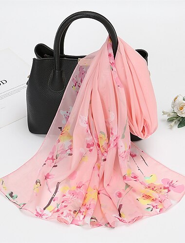  Primavera verano moda floral estilo fino gasa chal bufanda dama estampado suave vacaciones playa abrigo 150*50cm