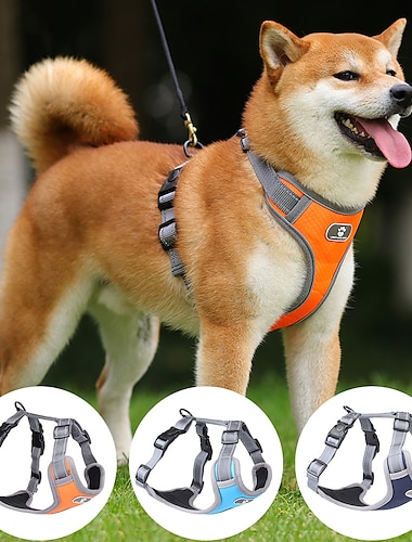  新しいペット牽引ロープ メッシュ通気性大型犬胸ストラップ ベスト反射犬ロープ