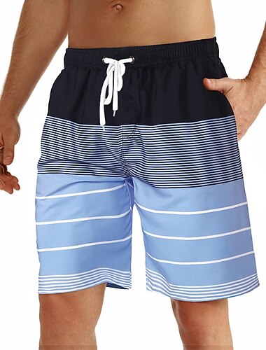  Per uomo Costumi da bagno Pantaloncini da mare Pantaloncini da Surf Pantaloncini Estivi Shorts da Spiaggia Coulisse con fodera in rete Elastico in vita Grafico A righe Asciugatura Rapida Traspirante