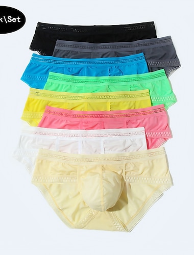  Herr 3-pack Kalsong Briefs Nylon Syntetiskt siden Tvättbar Bekväm Slät Låg midja Hudfärgat Svart