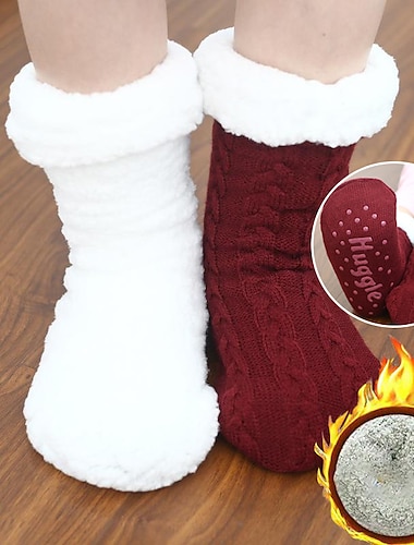  Calcetines navideños de lana para mujeres y hombres, calcetines cálidos suaves y esponjosos, calcetines gruesos y acogedores, calcetines navideños de invierno para mujeres, 6 o 5 pares