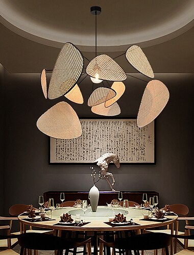  led hanglamp rotan kroonluchter handgemaakte bamboe kunst hanglamp keukeneiland hanglamp, creatieve bladraster landelijke tuin rotan lamp eenvoudige verlichting