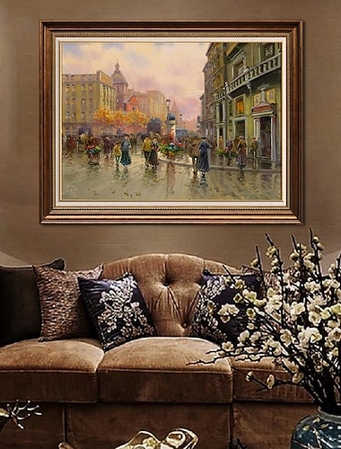  handgefertigtes Ölgemälde auf Leinwand, Wandkunst, Dekoration, französischer Eindruck, klassische Straßenszene für Wohnkultur, gerolltes, rahmenloses, ungedehntes Gemälde