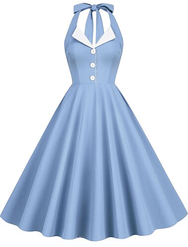  Retro / vintage Lata 50. sukienka na wakacje Sukienka Rozkloszowana sukienka Damskie Karnawał Bal maskowy Dzienne zużycie Randka Wieczór panieński Dla dorosłych Sukienka Sukienki na bal maturalny