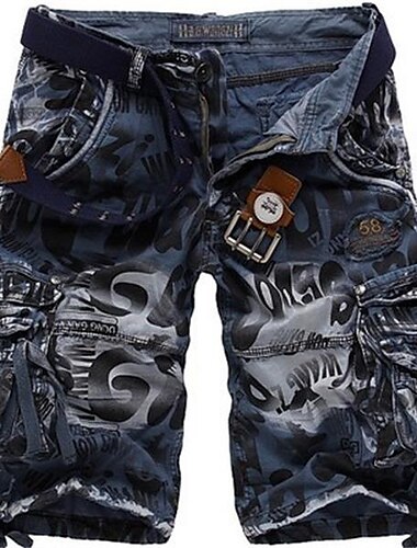  Herren Cargo-Shorts Shorts mit Camouflage-Muster Wander-Shorts Mehrere Taschen Tarnung Knielang Täglich Vintage Streetwear Armeegrün Blau