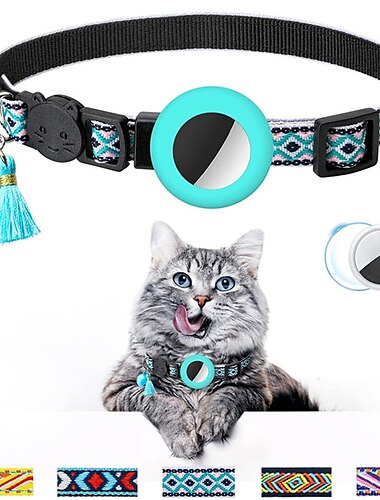  Katzenhalsband Haustierhalsband für Airtag-Farbglocke Quastenhalsband