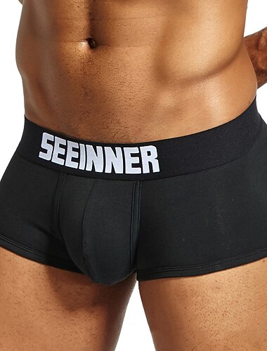  Per uomo 2 confezioni Boxer Slip 95% cotone Lavabile Comodo Alfabetico A vita bassa Nero Bianco