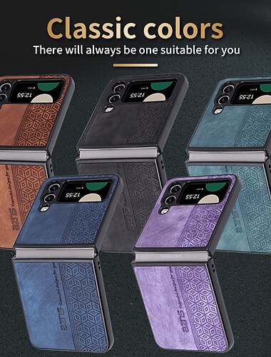  Чехол для телефона для Samsung Galaxy Z Flip 6 Z Flip 5 Z Flip 4 Z Flip 3 кожаный флип ударопрочный однотонный ПК PU кожа