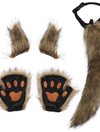  Katzen Rollenspiel Kostüm Kätzchen Schwanz Ohr Halsband Krallenhandschuh Anime Gothic Anzug Karneval Karneval Imitation Tier Schwanz Ohr Handschuhe Anzieh Cosplay Rollenspiele Outdoor Party Requisiten