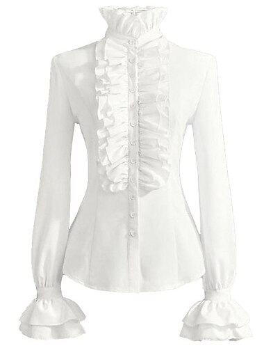  Retro Vintage Mittelalterlich Renaissance Bluse / Hemd Ren Faire Prinzessin Vampir Pirat Einfarbig Damen Seeräuber königlich Steampunk Maskerade Alltagstauglich Erwachsene Blusen