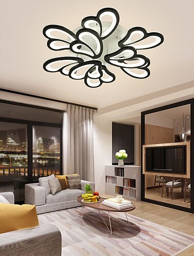  led kattovalaisin lotus design 70cm kattovalaisin moderni taiteellinen metalliakryyli tyyli portaaton himmennys makuuhuone maalattu viimeistelyvalot 110-240v vain himmennettävissä kaukosäätimellä