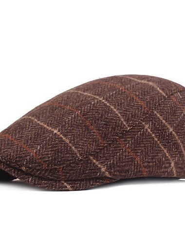  Herr Platt mössa Tweed Keps Brun Beige Bomull Streetwear Stylish 1920-talets mode Utomhus Dagligen Utekväll Rand Varm