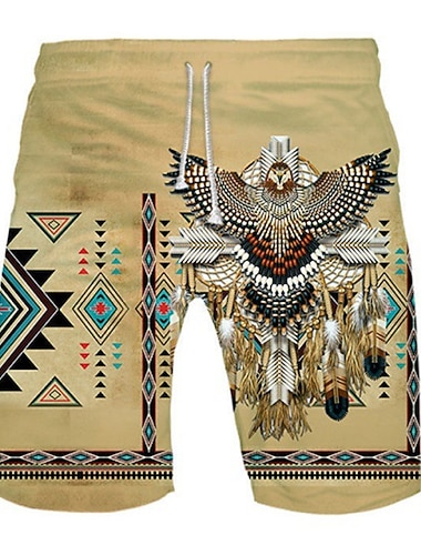  Herre Grafisk Indisk kultur Badeshorts Surf shorts Sommer shorts Medium Talje Hawaiiansk Etnisk Boheme Afslappet Daglig Strand Snørelukning Elastisk Talje 3D-udskrivning Designer Tøj