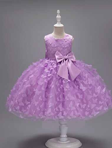  kinderkleidung Mädchen Blumenmädchen Kleid Party Kleid Schmetterling Ärmellos Hochzeit Party Taufkleid Prinzessin Polyester Rosa Prinzessinnenkleid Blumenmädchenkleid Sommer 3-10 Jahre Wei