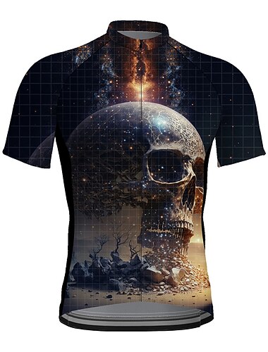  Voor heren Wielrenshirt Doodskoppen Grappig Korte mouw Fietsen T-shirt Shirt Kleding Bovenlichaam met 3 achterzakken Bergracen Wegwielrennen Sneldrogend Reflecterende strips Achterzak Vochtregelerend