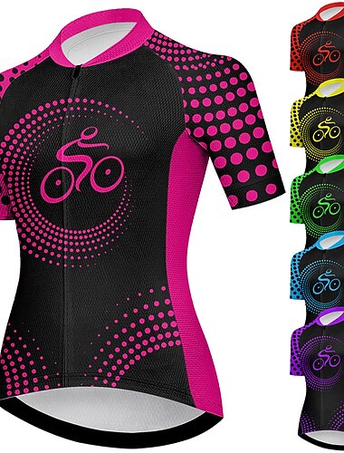  Mujer Maillot de Ciclismo Graphic Geométrico Gracioso Manga Corta Bicicleta Maillot Camiseta con 3 bolsillos traseros MTB Bicicleta Montaña Ciclismo Carretera Secado rápido Bandas Reflectantes