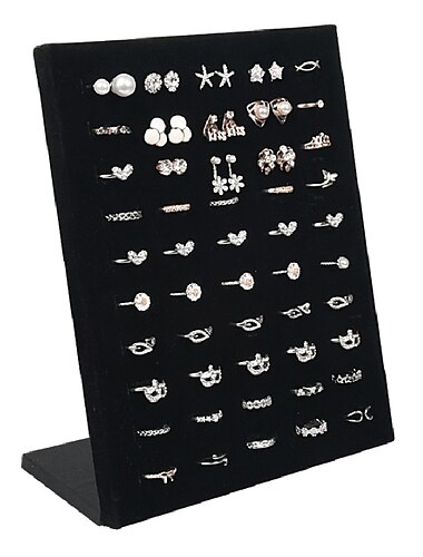  Vitrine aus Samt, Schmuckring, Ständer, Plattenhalter, Aufbewahrungsbox, Platten-Organizer