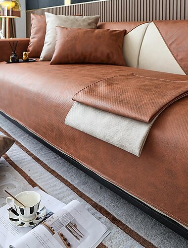  bankmat hoes bank hoes bank zitkussen sectionele hoes voor fauteuil loveseat 4- of 3-zits l-vorm kunstleer voor kinderen, huisdieren, katten (niet per set verkocht)