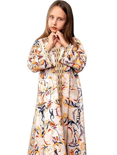  Voor meisjes Jurken Abaya Religieus Saoedi-Arabisch Arabisch Moslim Ramadan Kinderen Kleding