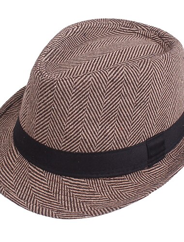  Homme Chapeau Fedora Panama Kaki Gris Claire Coton Vêtement de rue mode Mode des années 1920 Extérieur du quotidien Sortie Imprimés Photos Ecran Solaire