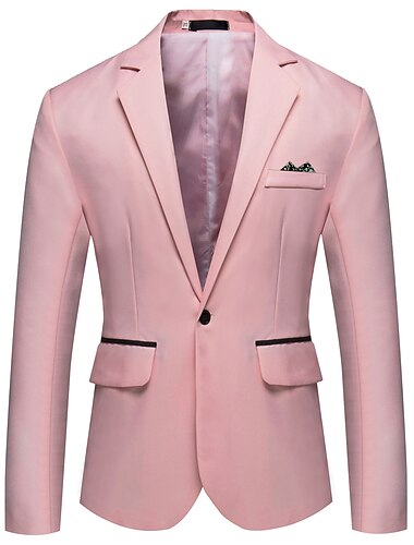  Herren Jacke Blazer Hochzeit Geschäft Atmungsaktiv Tasche Frühling Herbst Druck Elegant Geschäftlich V Ausschnitt Regulär Normale Passform Schwarz Weiß Rosa Rote Marineblau Jacken