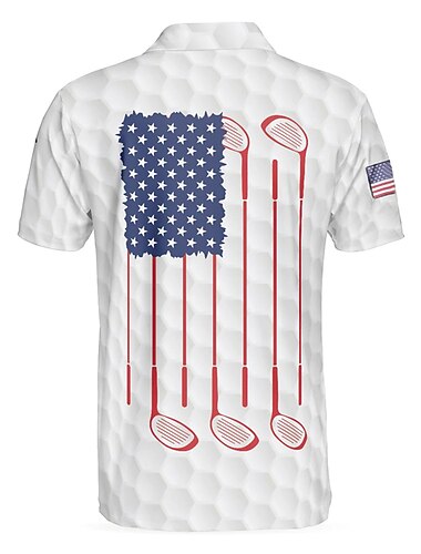  Férfi Amerikai zászló Veteránok Pólóingek Golfing Rövid ujjú Pólóingek Galléros ingek Alkalmi Utcai öltözék Nyaralási viselet Party ruhák Gombok 3D nyomtatás Fehér