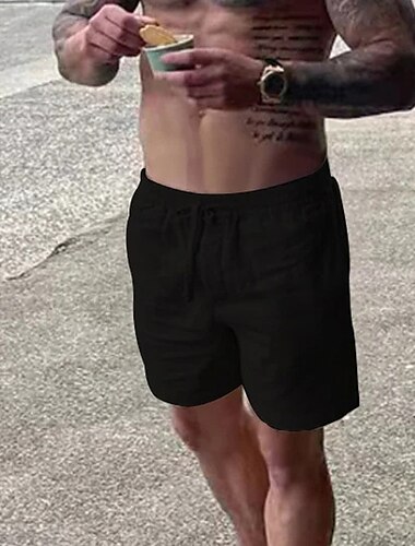  Herren Shorts Kurze Hosen Leinenshorts Kurze Hosen Sommer-Shorts Strandshorts Kurze Hosen Kordelzug Elastische Taille Glatt Atmungsaktiv Weich Kurz Casual Täglich Festtage Strassenmode Hawaiianisch