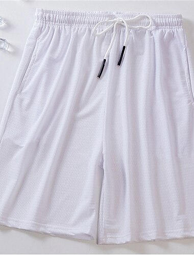  Herren Sportliche Shorts Basketball-Shorts Lässige Shorts Mesh-Shorts Tasche Kordelzug Elastische Taille Glatt Atmungsaktiv Schnelltrocknend Knielänge Casual Täglich Modisch Strassenmode Schwarz Weiß