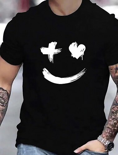  Herren Grafikdrucke T Shirt Grafischen T-Shirt 100% Baumwolle Kurzarm Grafik Hemd Schwarz Weiß Bequemes T-Shirt Urlaub Straße Modedesigner-Kleidung