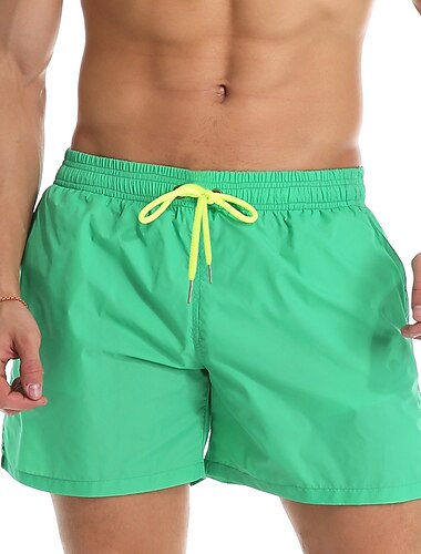  Herren Boardshorts Badeshorts Badehose Schwimmshorts Bademode Sommer-Shorts Strandshorts Kurze Hosen Kordelzug Elastische Taille Glatt Schnelltrocknend Kurz Täglich Festtage Hawaiianisch Boho Schwarz