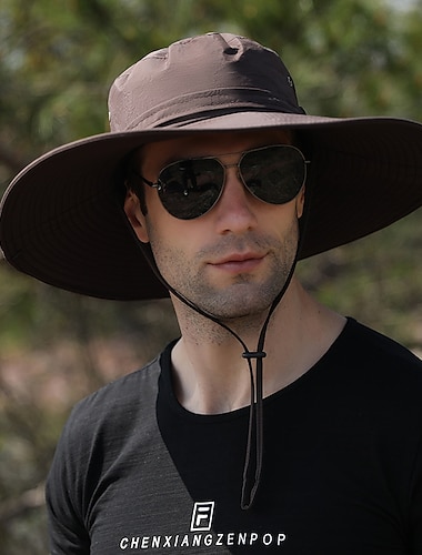  Hombre Gorro de pesca Gorro para senderismo Sombrero boonie Ala ancha Verano Al aire libre Protección solar UV Filtro Solar Resistente al Viento UPF50+ Sombrero Hilo Negro Verde Ejército Azul Marino