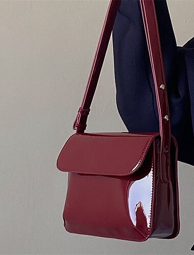  Per donna Borsa a tracolla Vernice pelle sintetica Ufficio Giornaliero Impermeabile Traspirante Duraturo Tinta unica Nero Rosso