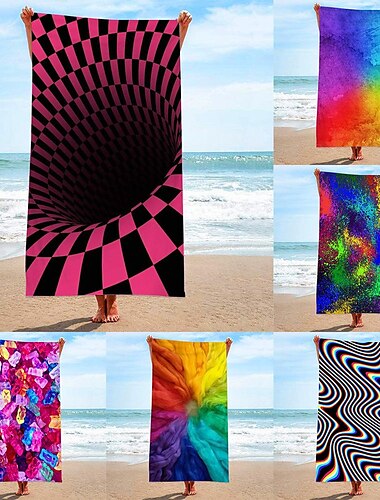 Toalla de baño de microfibra con diseño de arcoíris, toalla de baño para la playa, manta para sentarse junto al mar, chal, toalla para el sudor