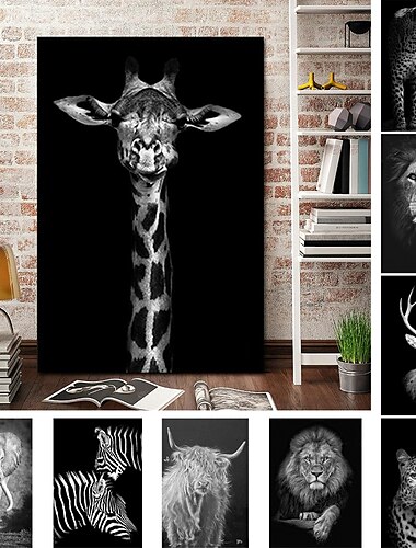  1 pieza de arte de pared de animales lienzo jirafa elefante carteles e impresiones arte de pared moderno imagen para sala de estar sin marco