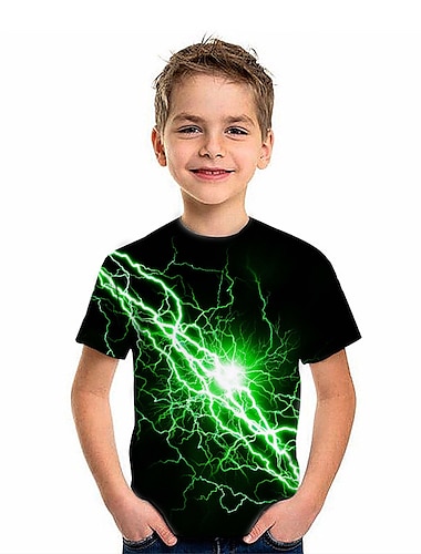  Barn Pojkar T-shirt Tee Grafisk Kortärmad Crewneck Barn Top Utomhus 3D-tryck Sport Mode Dagligen Sommar Rubinrött 3-12 år