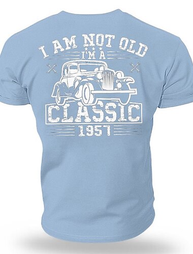  Herren Auto Grafikdrucke Hobby T Shirt Grafischen T-Shirt Baumwolle Kurzarm Grafik Hemd Wein Schwarz Weiß Bequemes T-Shirt Urlaub Straße Modedesigner-Kleidung