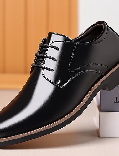  Herren Schuhe Outdoor Derby-Schuhe Formale Schuhe Lederschuhe Kleid Müßiggänger Wanderschuhe Geschäftlich Chinoiserie Britisch Hochzeit Täglich Leder Kunstleder Warm Schnürsenkel Schwarz Frühling