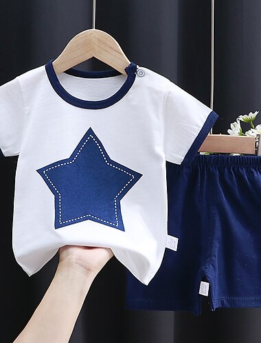  2 Stück Baby Jungen T-Shirt & Shorts Outfit Tier Karikatur Kurzarm Baumwolle Set Outdoor bezaubernd Täglich Sommer Frühling 3-7 Jahre 3 grüne Teddybären 9 Brillenbär 13 Streifen Bär