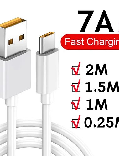 7a 100w type c usb-кабель для сверхбыстрой зарядки для huawei mate 40 30 xiaomi samsung usb-кабель для быстрой зарядки кабель для передачи данных хорошее качество и прочный подарок на день рождения / пасху / мальчика / подруги