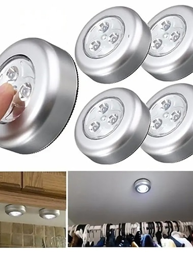  4 pçs luz de parede de emergência 3 led cozinha sob o armário luz do armário com adesivo toque lâmpada toque adesivo espaço lâmpada de parede sem fio guarda-roupa quarto cozinha
