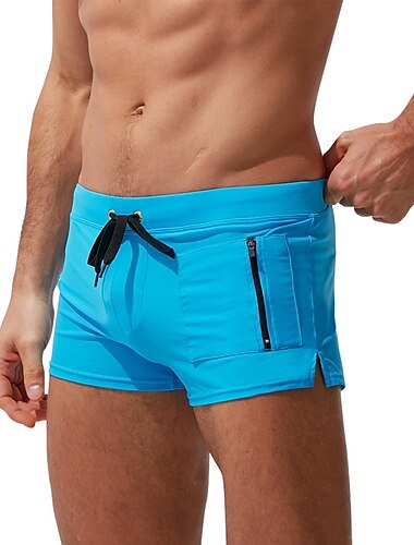  Voor heren Zwemkleding Zwemshorts Lange zwembroeken Trekkoord Zak met rits Effen Ademend Zacht Buiten Casual Dagelijks Hawaii Stijlvol Zwart Wit Micro-elastisch