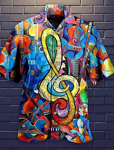  Voor heren Opmerkingen Overhemd Overhemd met knopen Korte mouw Sport Modieus Streetwear Casual Feestdagen Strand Zomer Lente Cubaanse kraag Afdrukken Button-omlaag Zwart Geel Zwart / Rood Wijn Rood