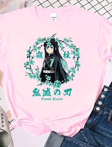  Muichiro Tokio T-Shirt-Ärmel Anime Grafik Für Paar Herren Damen Erwachsene St. Patrick's Day Heißprägen Casual