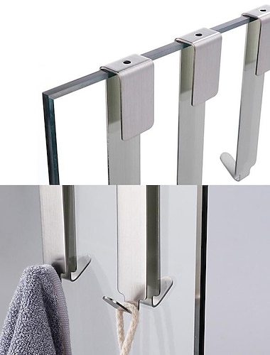  1 gancho simple/doble para puerta de ducha de vidrio, gancho para puerta de vidrio de ducha, ganchos para estante de acero inoxidable 304, ganchos para toallas sobre la pared de vidrio del baño